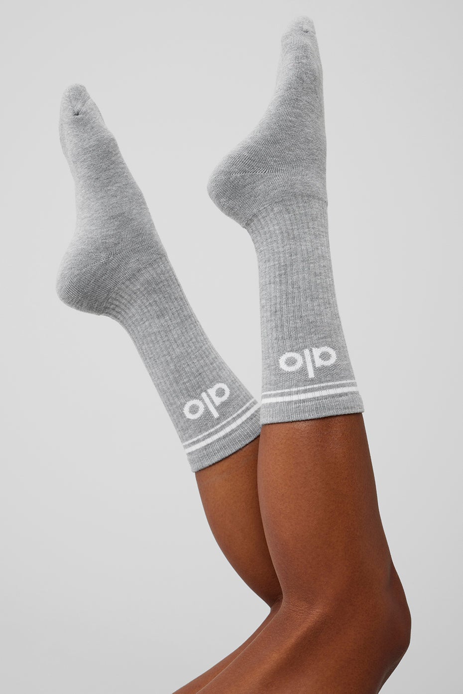 Chaussette rétro unisexe - Gris chiné/blanc
