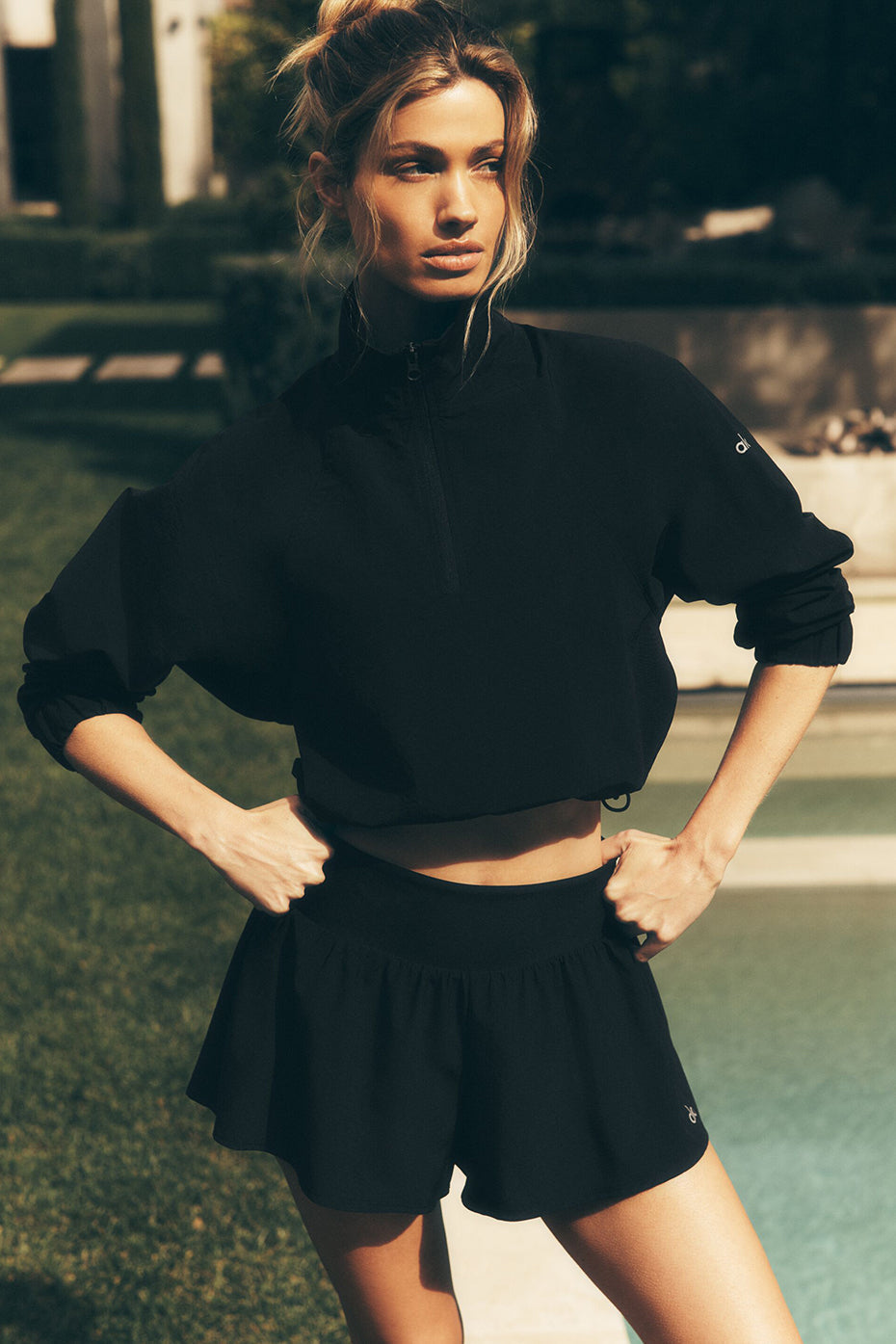 Cropped 1/4 Zip Alumni Pullover - Black