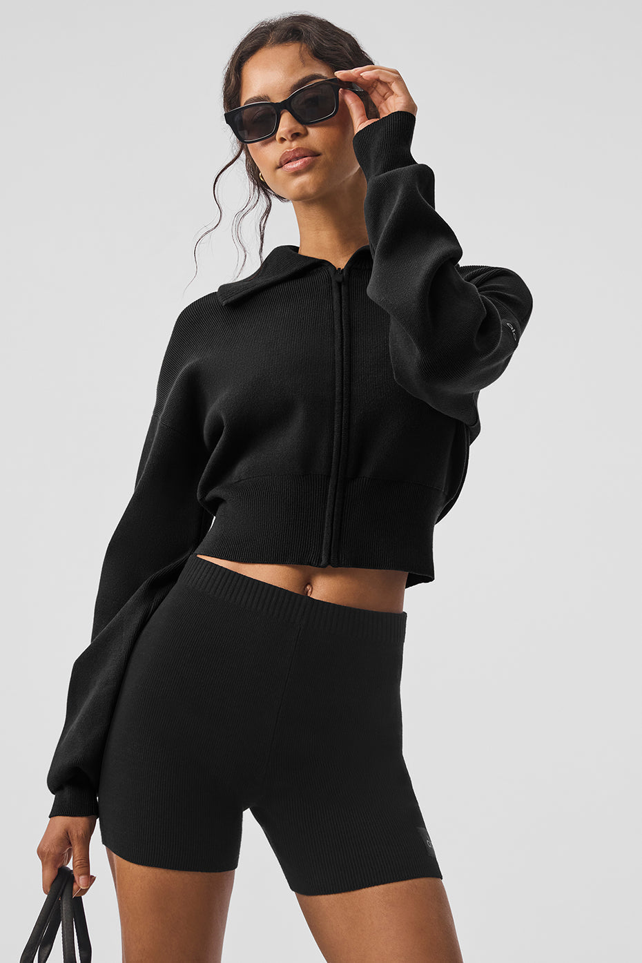 Veste courte en tricot Scholar à fermeture éclair intégrale "DE RETOUR EN STOCK "