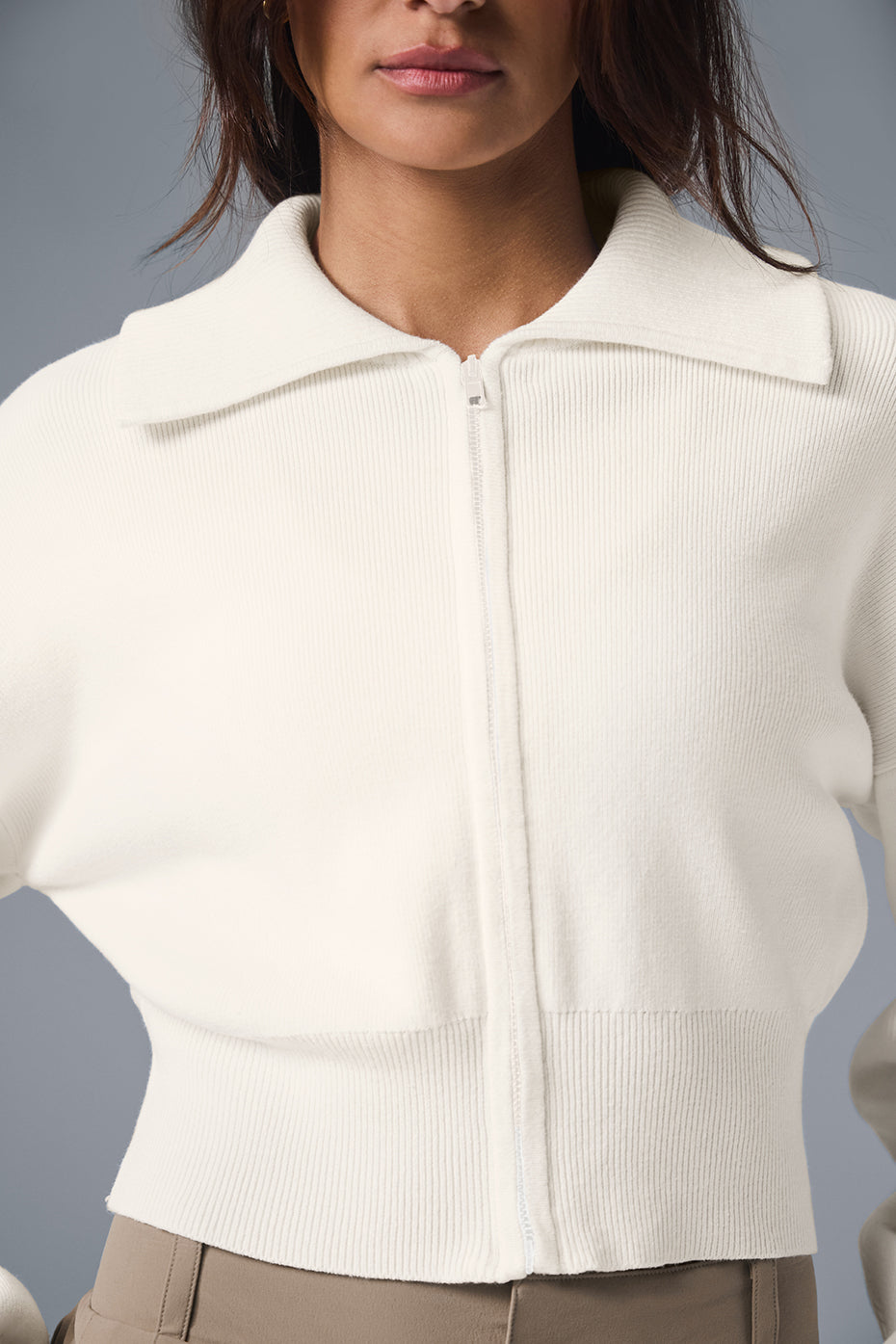 Veste courte en tricot Scholar à fermeture éclair intégrale "DE RETOUR EN STOCK "